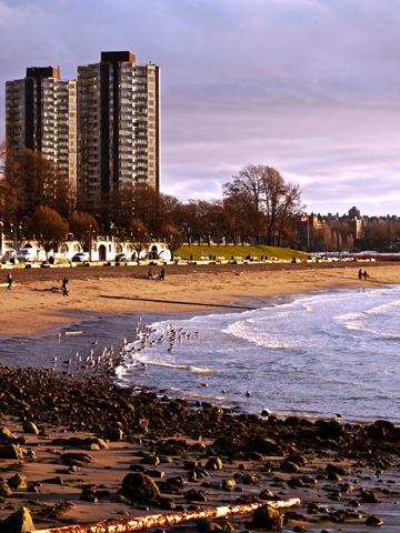 English Bay Beach during the winter months in Vancouver, British Columbia, Canada
