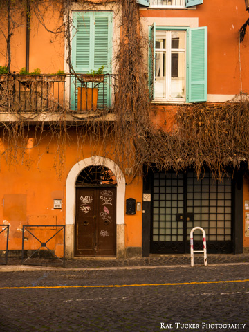 A colorful entrance to homes in Rome, Italy during the winter