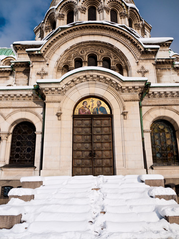 A winter welcome at the Alexander Nevsky Cathedral Church in Sofia, Bulgaria