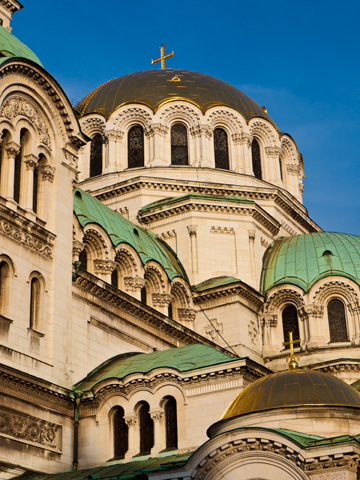 The domes over the Alexander Nevsky Cathedral Church in Sofia, Bulgaria
