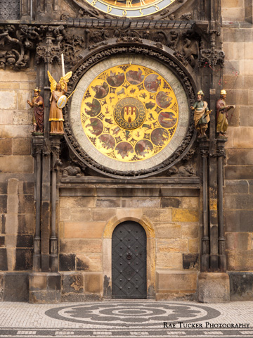 Below the Astronomical clock in Prague, Czechia.
