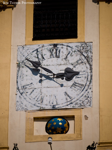 The clock on town hall in Bratislava, Slovakia also shows the phases of the moon.