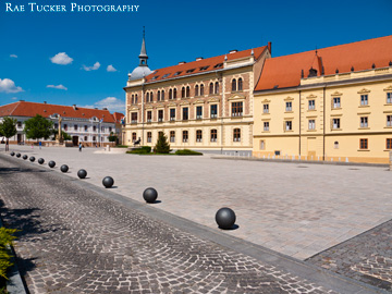 A town square in Keszthely, Hungary