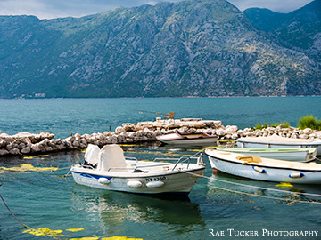 Fishing boats in Kotor Bay in Montenegro