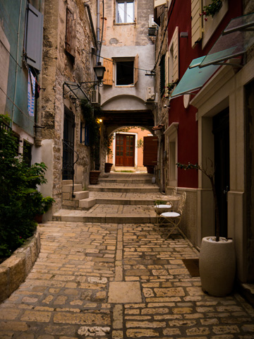 A characteristic street in Rovigno, Croatia