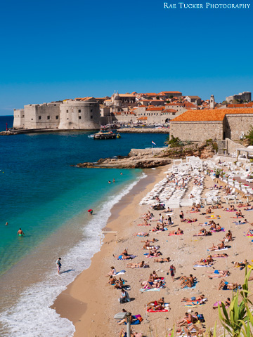 Banje Beach and the Old Town of Dubrovnik, Croatia