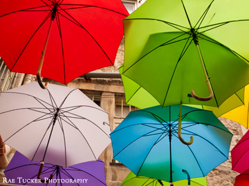 Colorful umbrellas in Split, Croatia