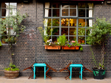A restaurant patio in London, UK