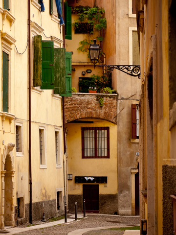 A small side street in Verona, Italy