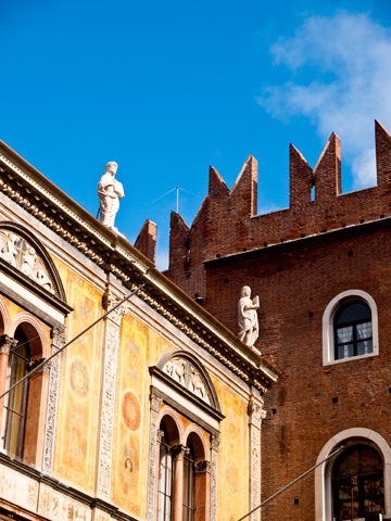 Architectural details in Verona's Piazza dei Signori