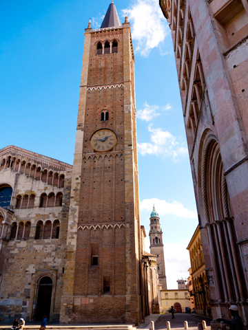 The bell tower of the duomo in Parma, Italy