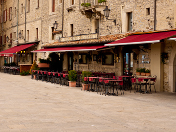 A patio in Piazza della Liberta in San Marino