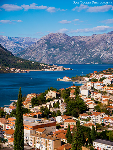 A view of Kotor and Kotor Bay in Montenegro.