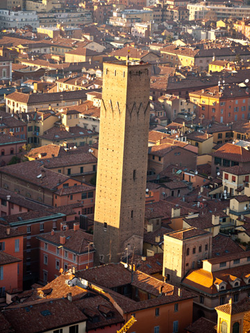 One of the leaning towers located in Bologna, Italy
