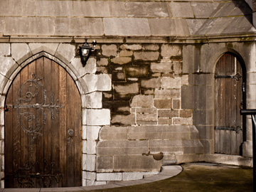 Wooden doors on a church in Dublin, Ireland