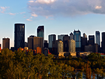 Skyline of Calgary, Alberta from the Crescent Heights Hill in Canada