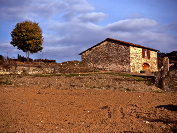 A tuscan stone farmhouse in Italy.