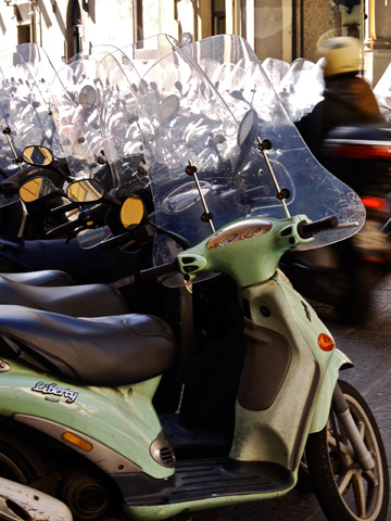 Mopeds are a popular mode of transportation in Florence, Italy