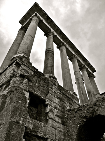 Temple of Saturn in the Roman Forum in Rome, Italy