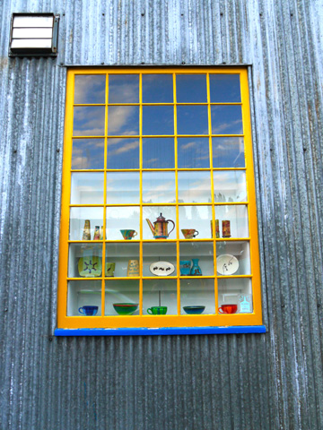 Pottery on display in a window in Vancouver, BC, Canada