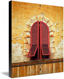 Red Window Shutters Canvas Prints