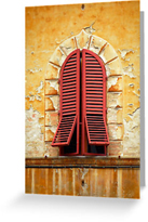 Red Window Shutters Greeting Cards