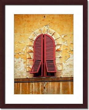 Red Window Shutters Framed Prints