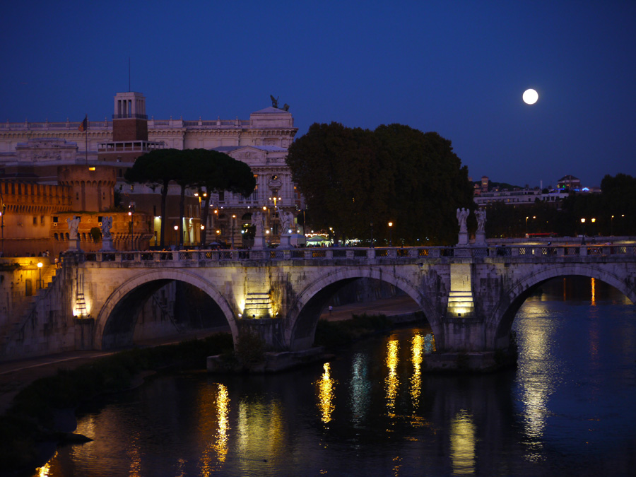 Sant'Angelo Bridge over the Tiber River in Rome, Italy