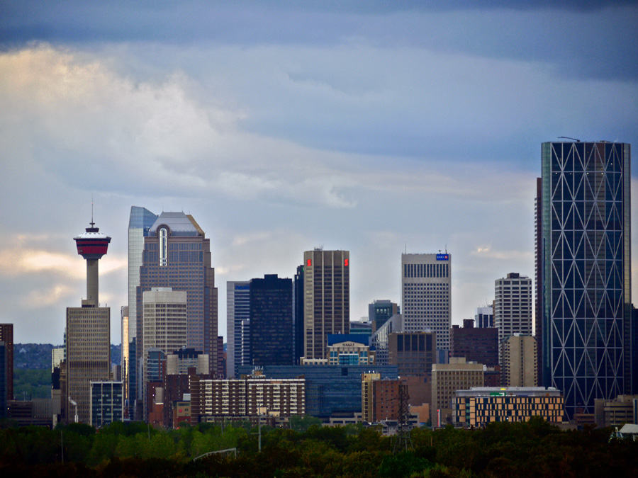 Cloudy Downtown Calgary Skyline