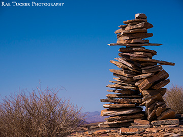 Cairn stacked in Wadi Rum, Jordan