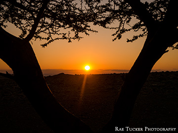 A sunset in the Dana Reserve in Jordan