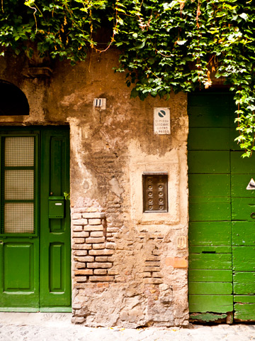 Green doors in Rome, Italy